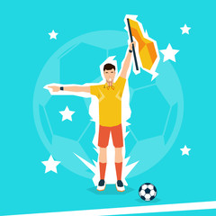 Football Referee Hold Flag