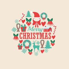 Decoration icon set. Merry Christmas. Vector graphic
