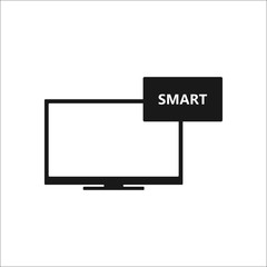 Widescreen Smart TV simple icon on background