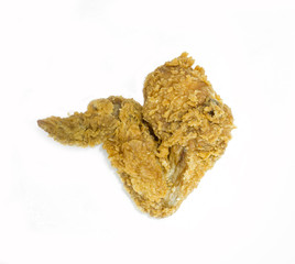 Fried chicken wing on white background
