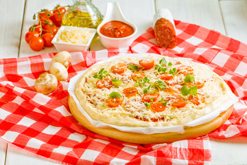 Raw homemade Pizza