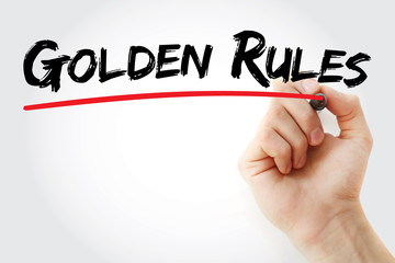 Hand writing Golden Rules with marker, concept background