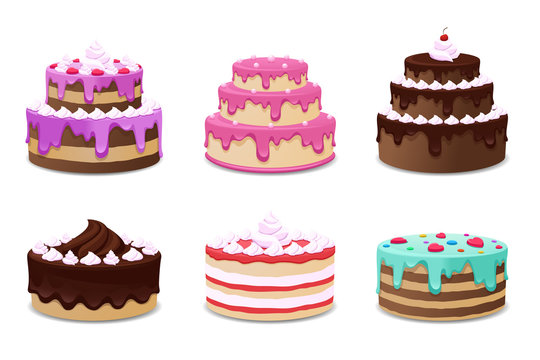 Cakes vector set. Icons on white background