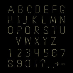 Hipster linear font, vector alphabet