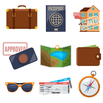 Visa application and vacation icons