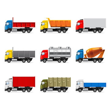 Trucks icons vector set