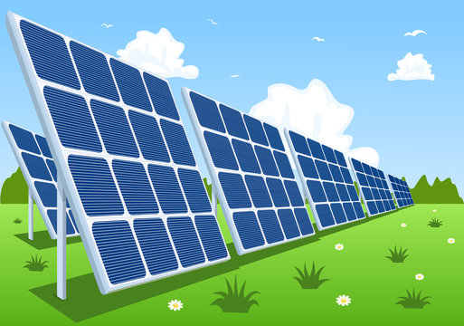 Solar panels or photovoltaic modules, vector illustration