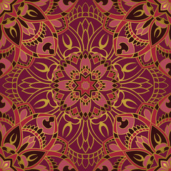 Burgundy pattern of mandalas.