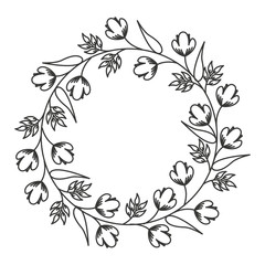 flowers wreath isolated icon design