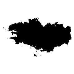 Brittany black map on white background vector - obrazy, fototapety, plakaty