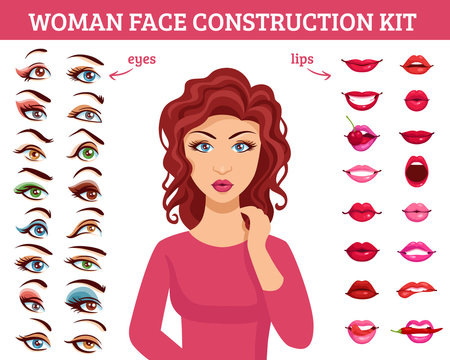 Woman Face Construction Kit