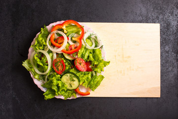 chopped vegetables mixed with olive oil