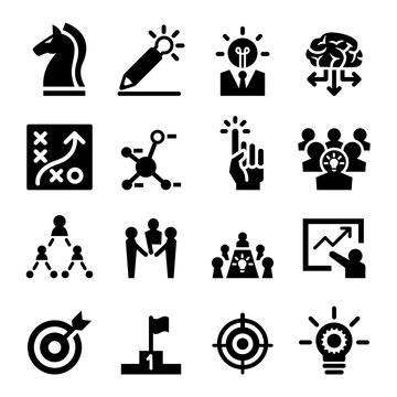 business strategy icons set