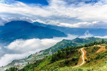 Mountain scenery in Bat Xat district of Lao Cai province, Vietnam..