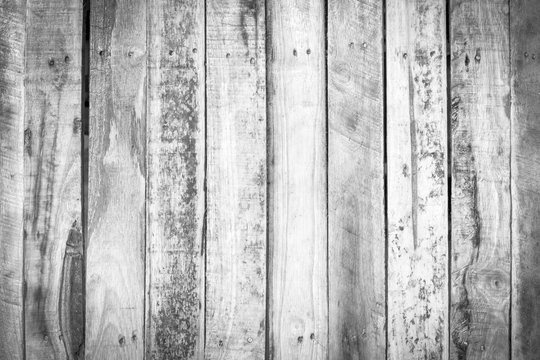Wood plank texture. Wood background old panels. Grunge retro vintage wood panels. Wood wall for design. Wood background white copy space for text or image. Black and white. Dark edged.