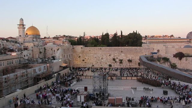 Wide angle view of the western wall, Jerusalem