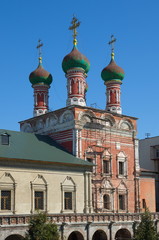 Fototapeta na wymiar Vysoko-Petrovsky monastery in Moscow, Russia. The Church of St. Sergius with refectory