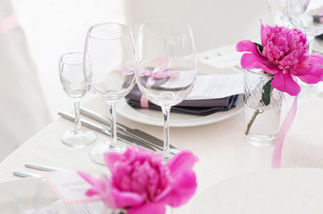 Beautiful table set for wedding party