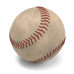 3d illustration of old baseball isolated on white with shadow