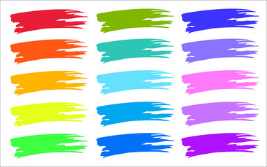 Obraz premium Colorful brush strokes set isolated on white.