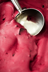 Pink ice cream scoop background

