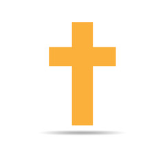 Yellow Christian Cross - vector illustration.