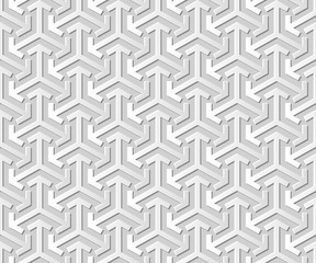 Vector damask seamless 3D paper art pattern background 383 geometry arrow triangle cross
