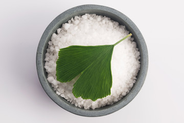 ginkgo biloba leaf and bath salt