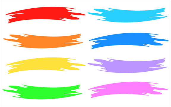  Colorful brush strokes set isolated on white design material.