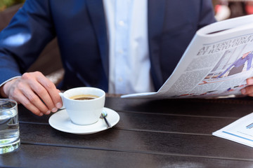 Businessman hand concept drink table cafe