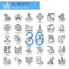 Oil Industry , thin line icons set , Pixel Perfect Icons