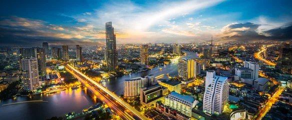 Photo sur Aluminium Bangkok Night scene cityscape