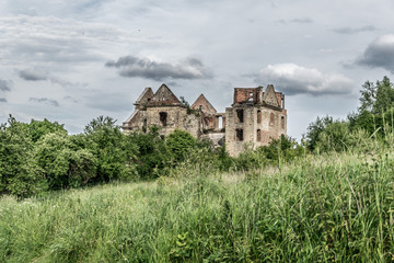 Fototapeta na wymiar Ruiny barokowego klasztoru w pochmurny dzień