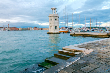 Fototapeta na wymiar Lighthouse on the island of San Giorgio Maggiore.