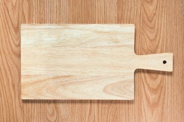 Empty Cutting Board on Wooden Background for Put Your Text or De