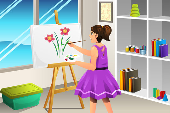 Kid Painting on a Canvas