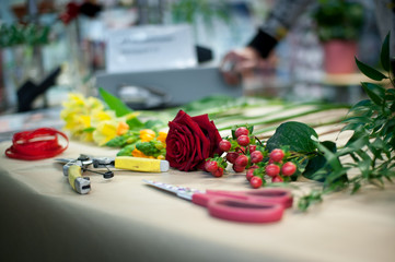 Flowers prepared by a woman