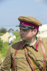 The commander of the Workers 'and Peasants' Red Army. Military historical reenactment.