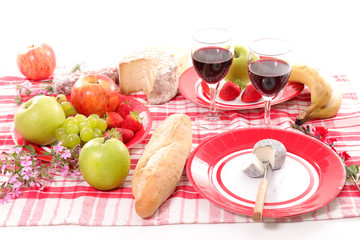 table with picnic meal