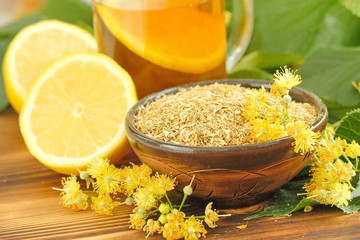 Dry herbal tea with linden flowers