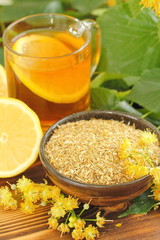 Dry herbal tea with linden flowers