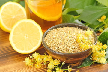Dry herbal tea with linden flowers
