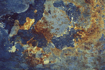 Rusty iron panel, destruction background