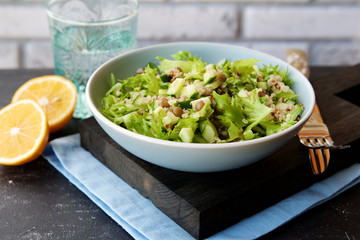 Quinoa salad with lentils and cucumber