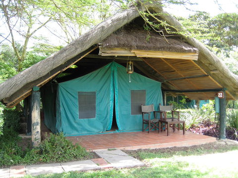 Safari tent under a canopy
