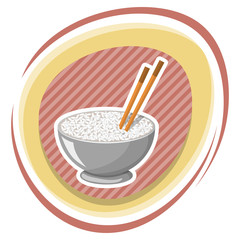 Vector illustration of a Rice Bowl and chopstick