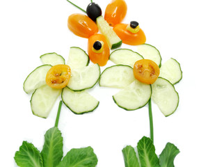 creative funny vegetable snack with cucumber
