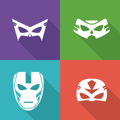 Icon set of Superhero mask. Cartoon design. vector graphic