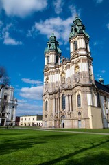 Krzeszow and the Shrine of Our Lady of Grace at sunny day