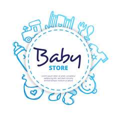 Vector baby icons circle composition.